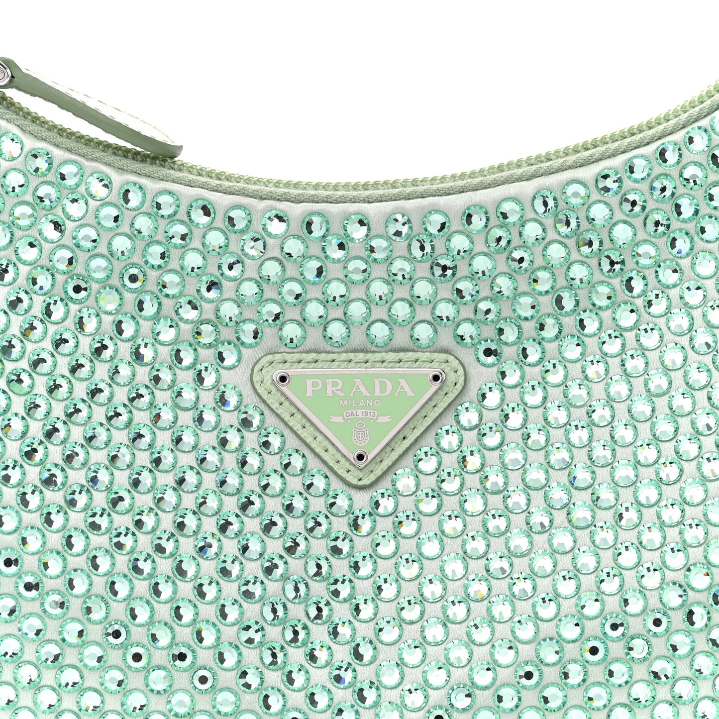Satin Crystal Mini Re-Edition 2000 Bag Acqua