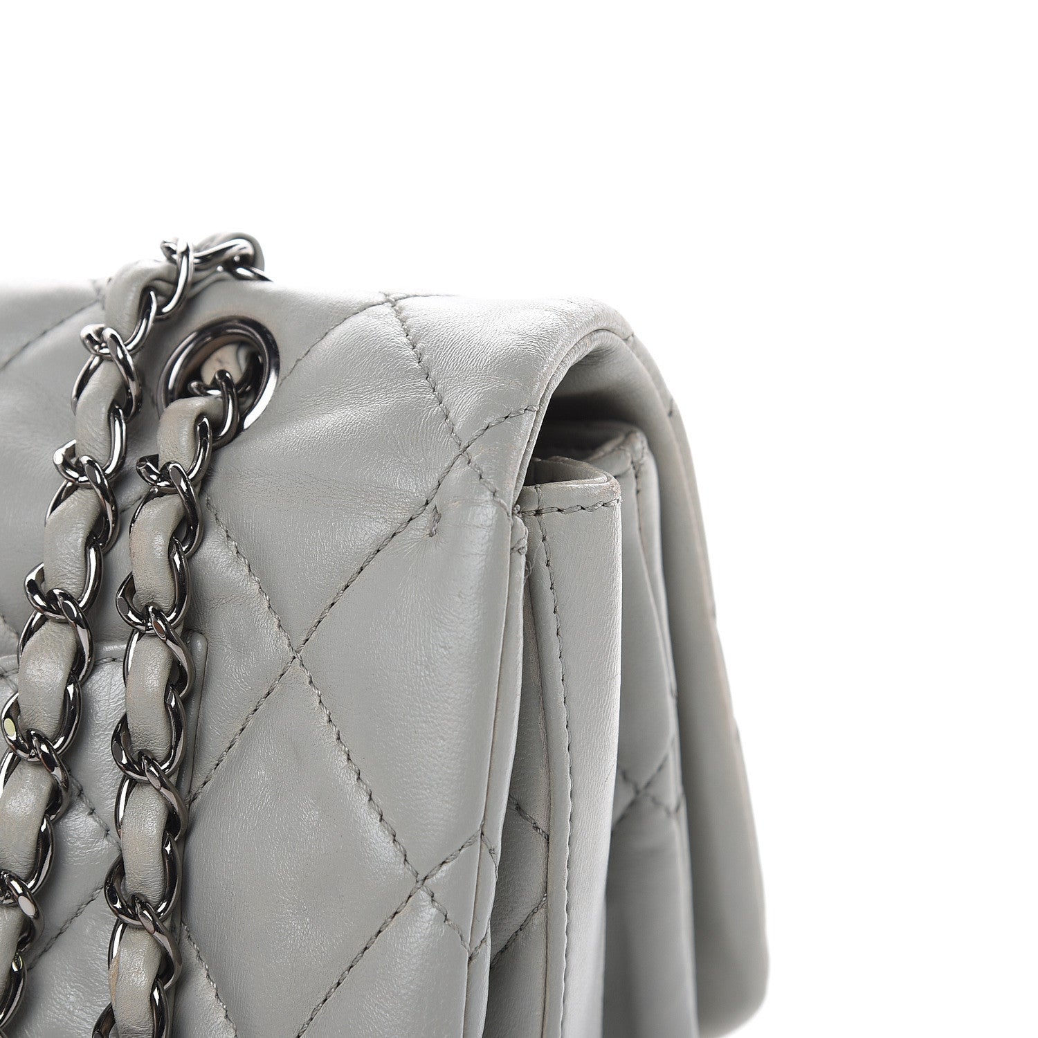 Chanel Lambskin Quilted Large 3 Flap Bag Grey 5 of 20