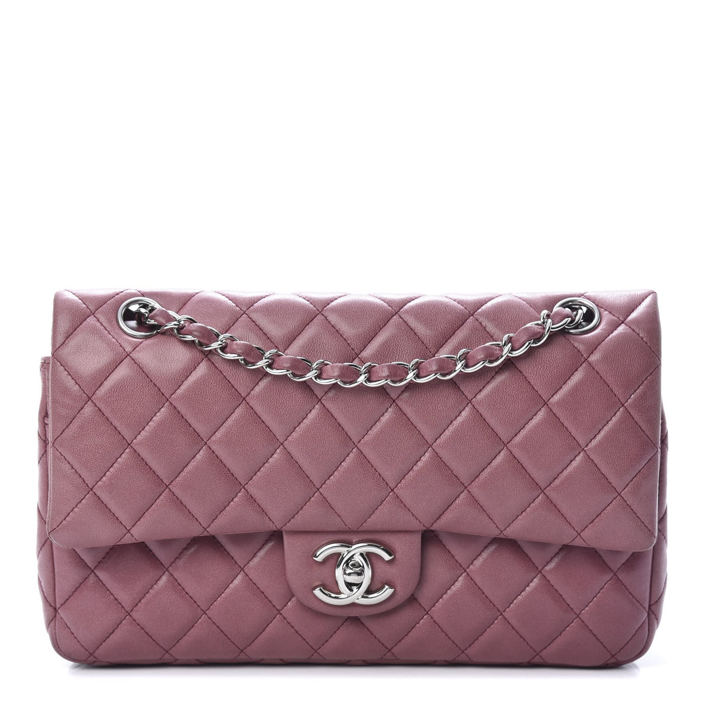 Lambskin Quilted Medium Double Flap Pink