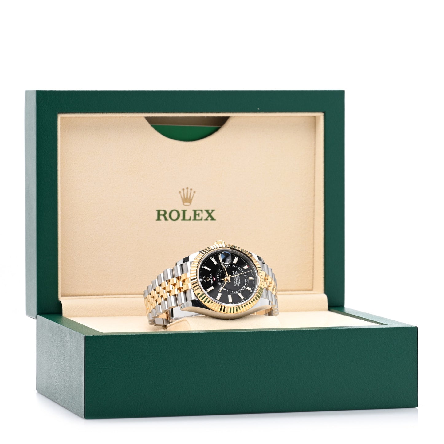 18K Yellow Gold Stainless Steel 42mm Oyster Perpetual Sky-Dweller Watch Bright Black 326933