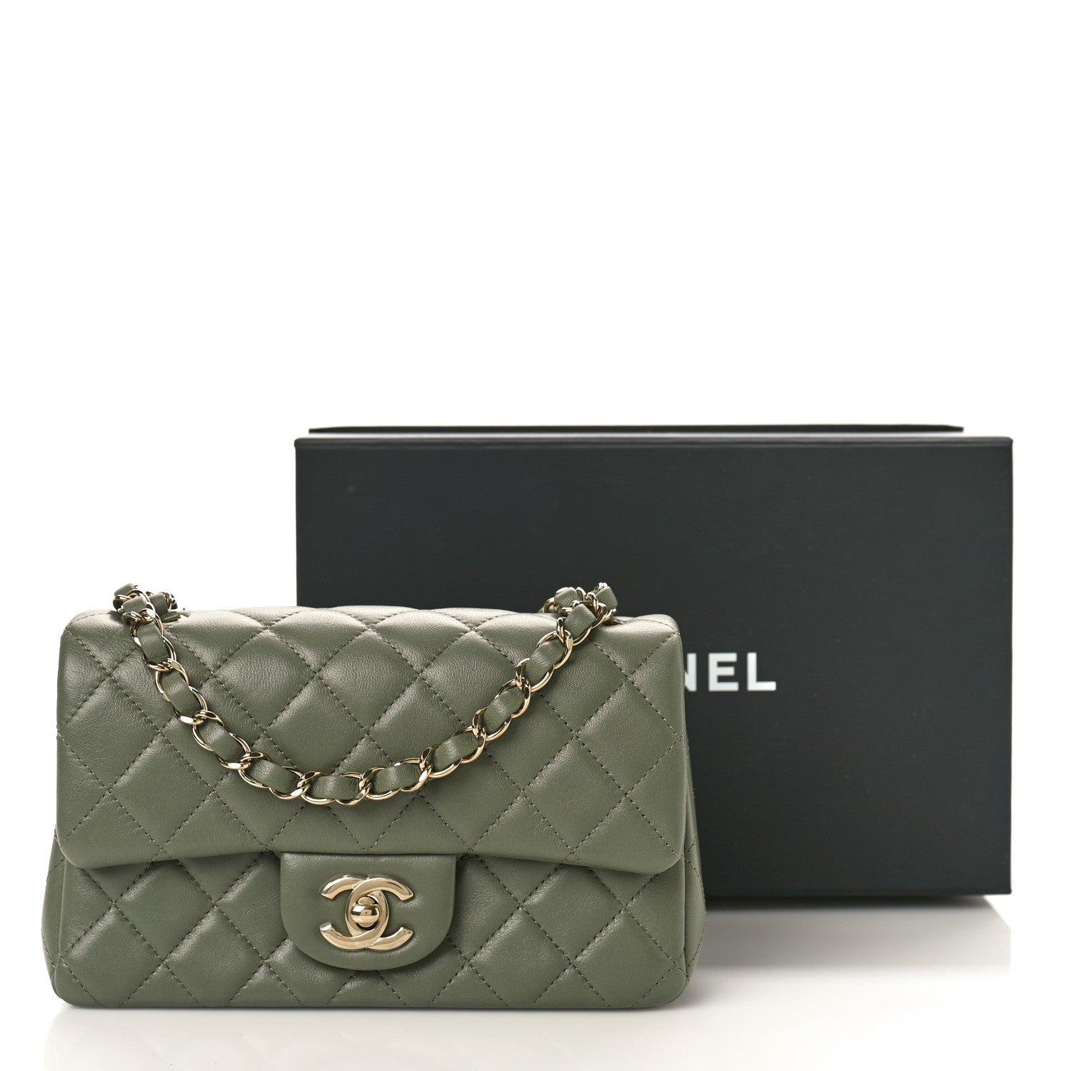Chanel Lambskin Quilted Mini Rectangular Flap Green 11 of 11