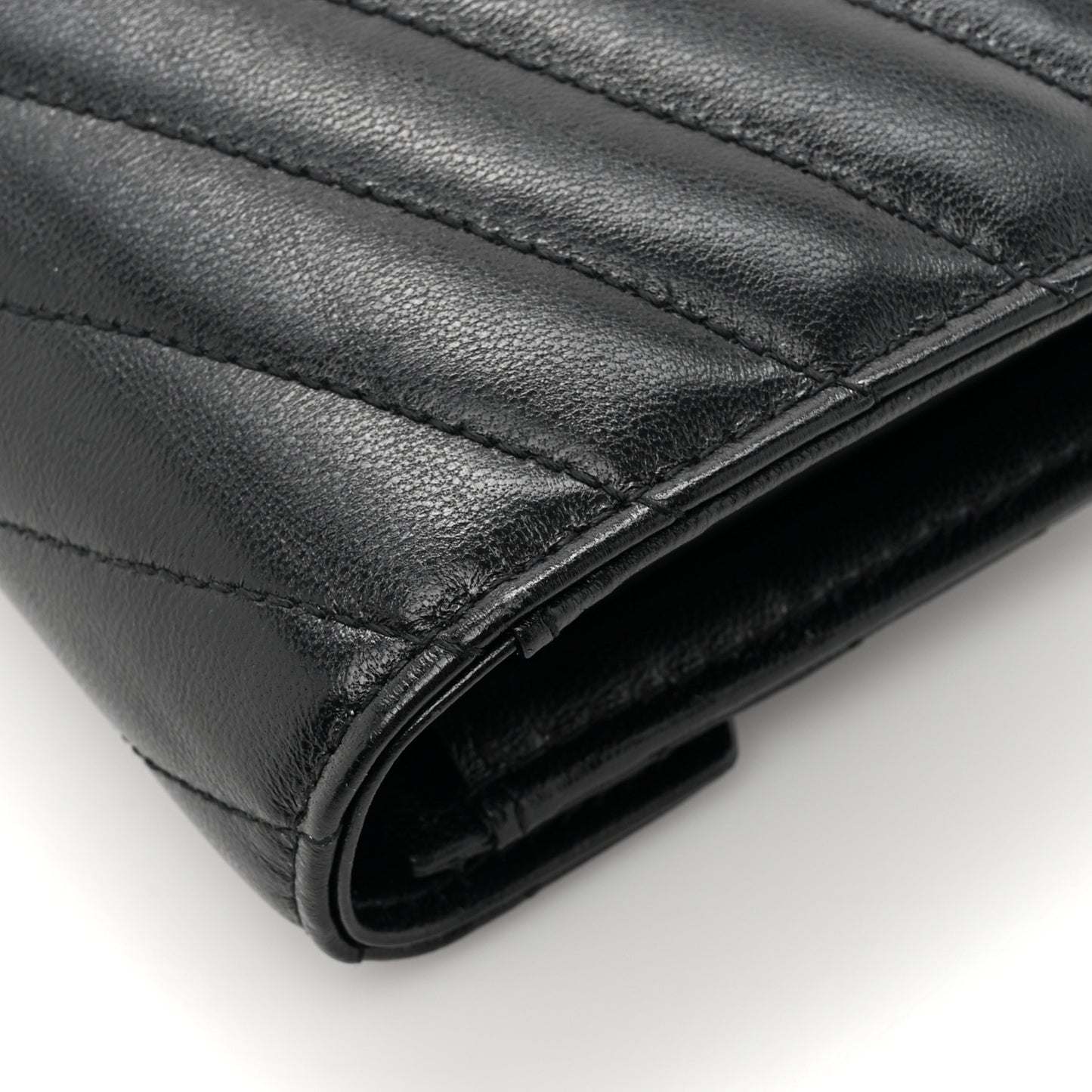 Calfskin Matelasse Chevron Monogram Flap Wallet Black