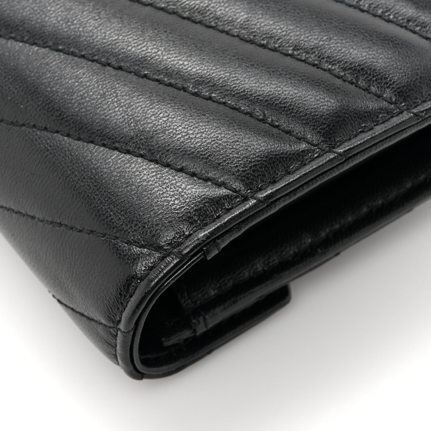 Saint Laurent Calfskin Matelasse Chevron Monogram Flap Wallet Black 10 of 11