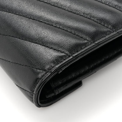 Saint Laurent Calfskin Matelasse Chevron Monogram Flap Wallet Black 10 of 11