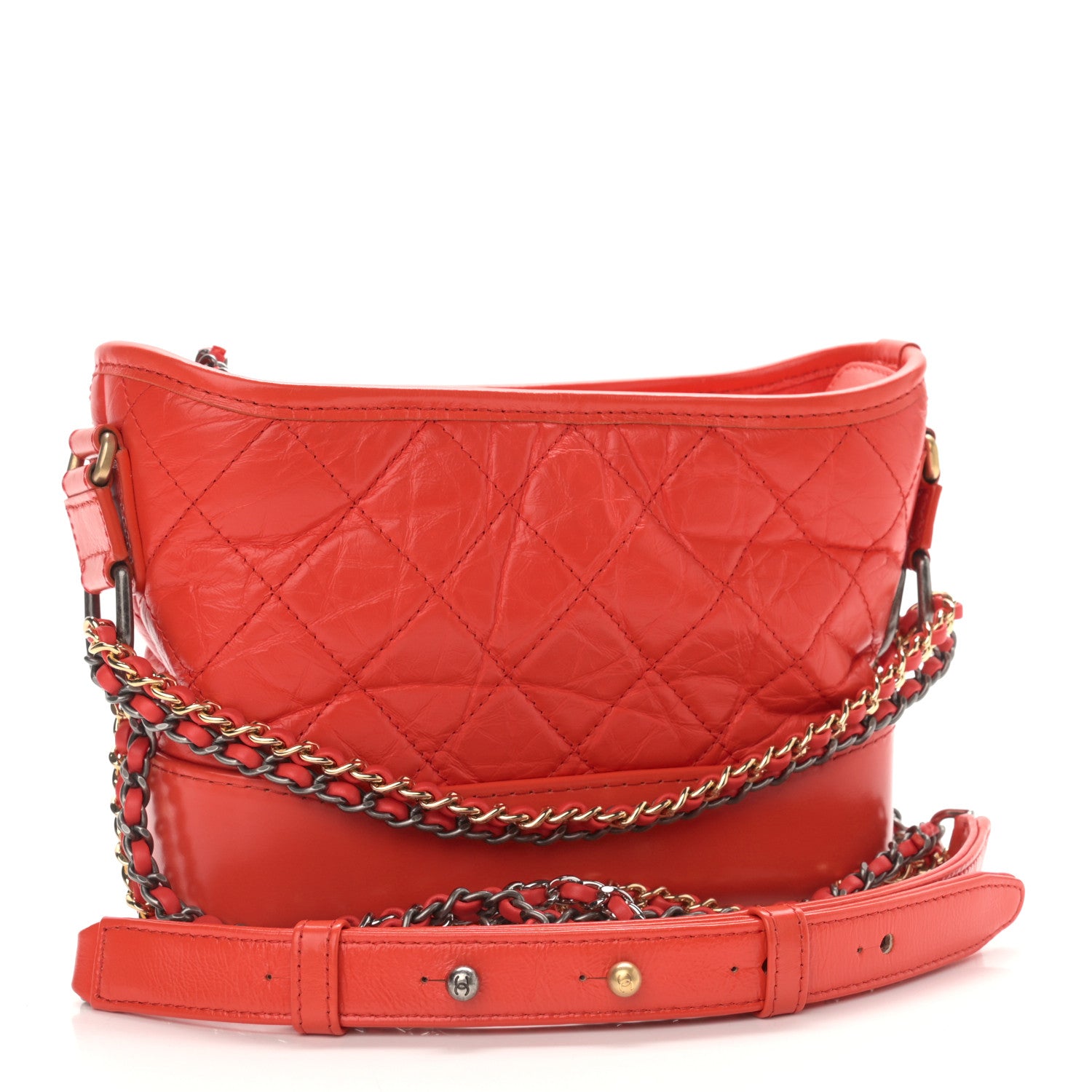 Chanel Aged Calfskin Quilted Small Gabrielle Hobo Red 2 of 11