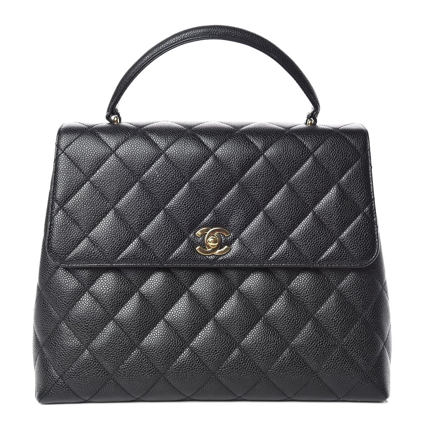 Caviar Quilted Jumbo Kelly Flap Black