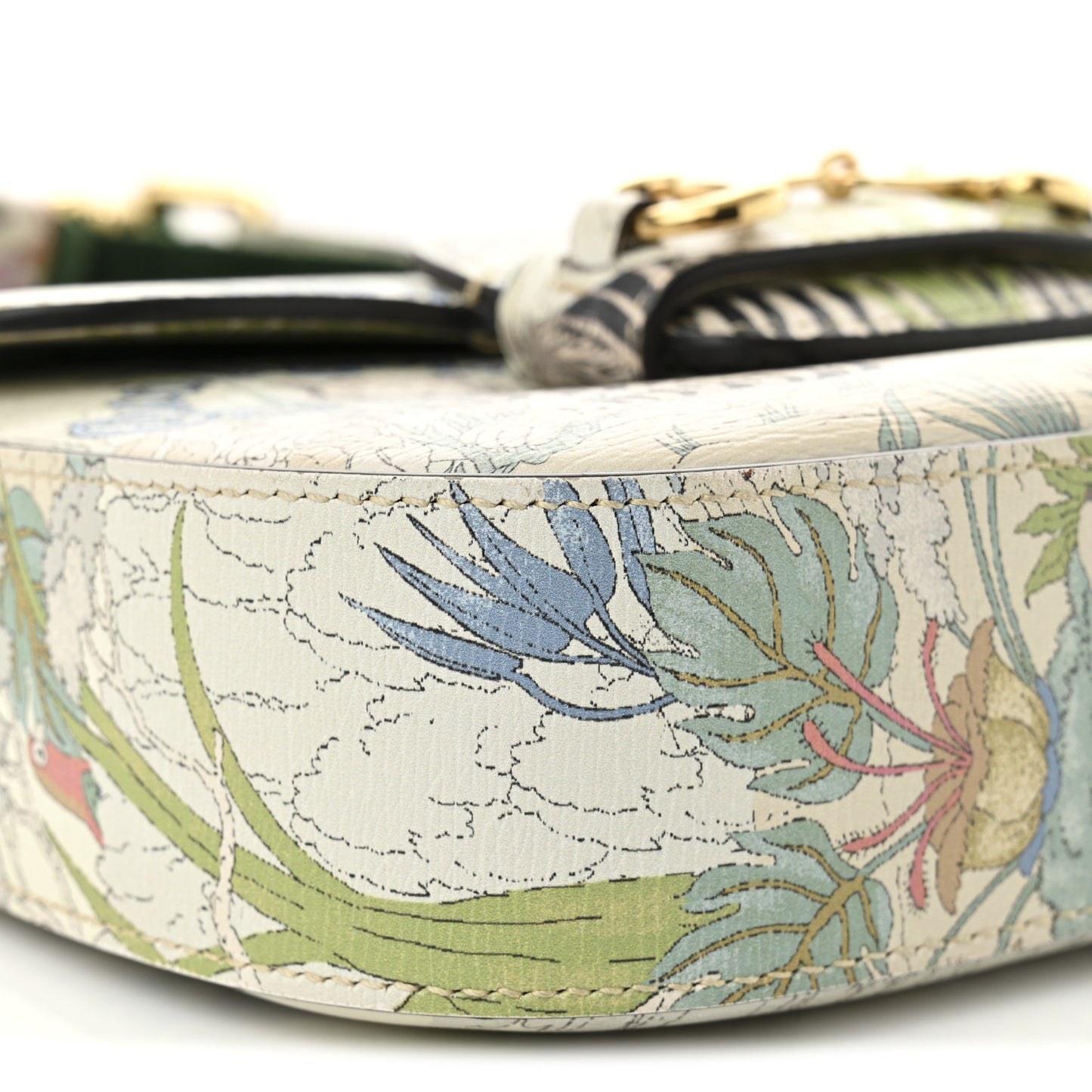 New Shangai Calfskin Tiger Savanah Web Mini Horsebit 1955 Shoulder Bag Chalky White Multicolor