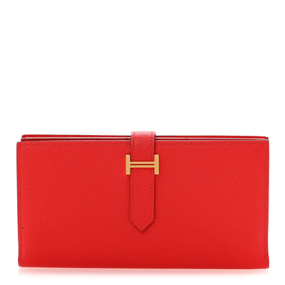 Hermes Epsom Bearn Gusset Wallet Rouge De Couer 1 of 10