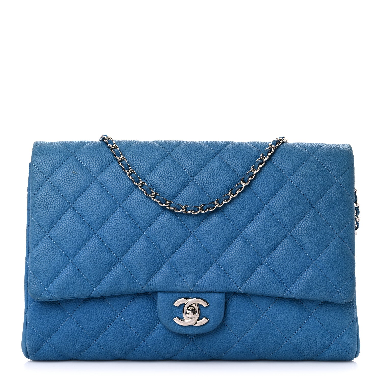 Chanel Iridescent Caviar Quilted Clutch With Chain Flap Blue 1 of 19