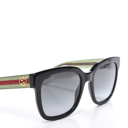 Gucci Acetate Square Frame Web Glitter Sunglasses GG0034S Black Green 7 of 9