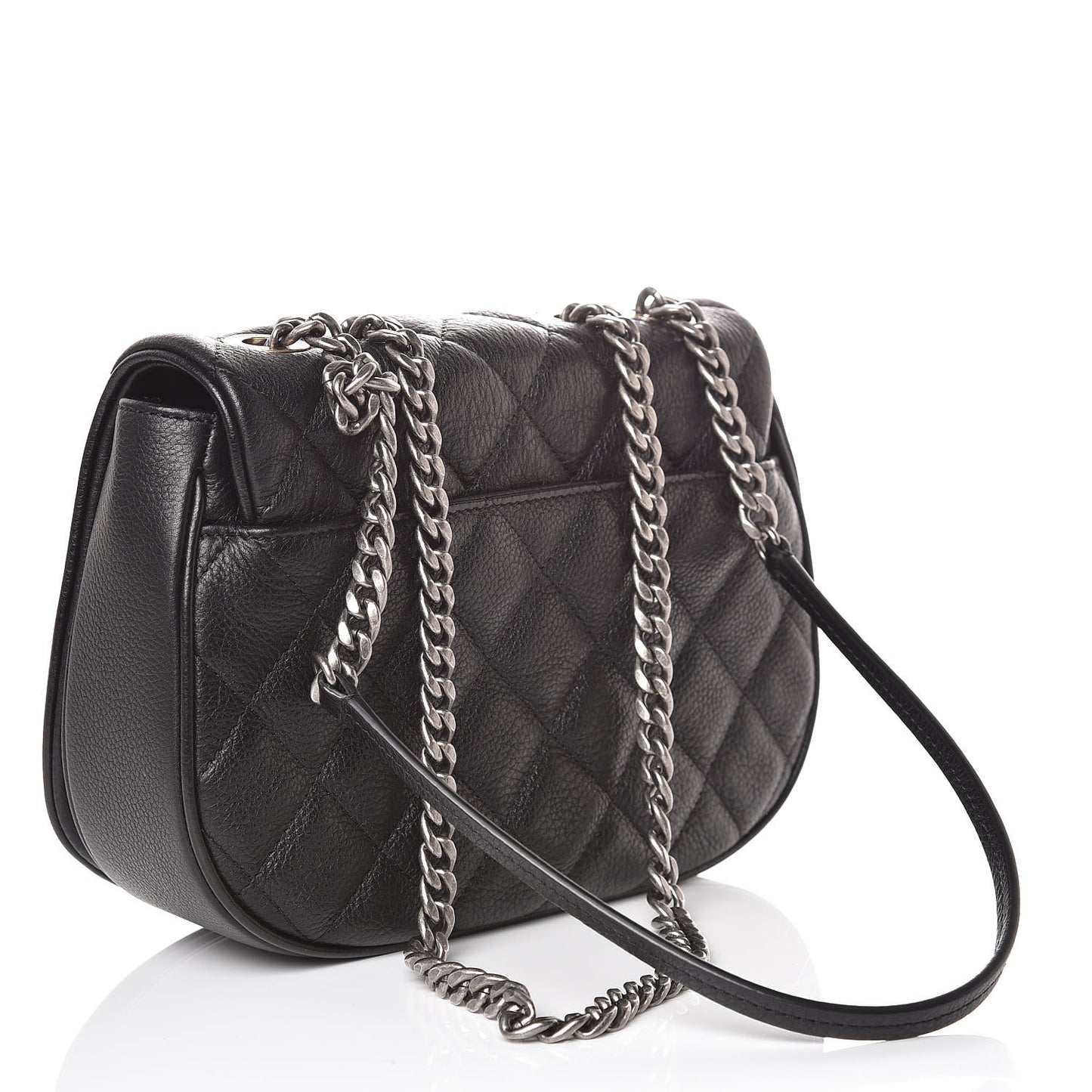 Calfskin Quilted Small Casual Pocket Messenger Flap Black