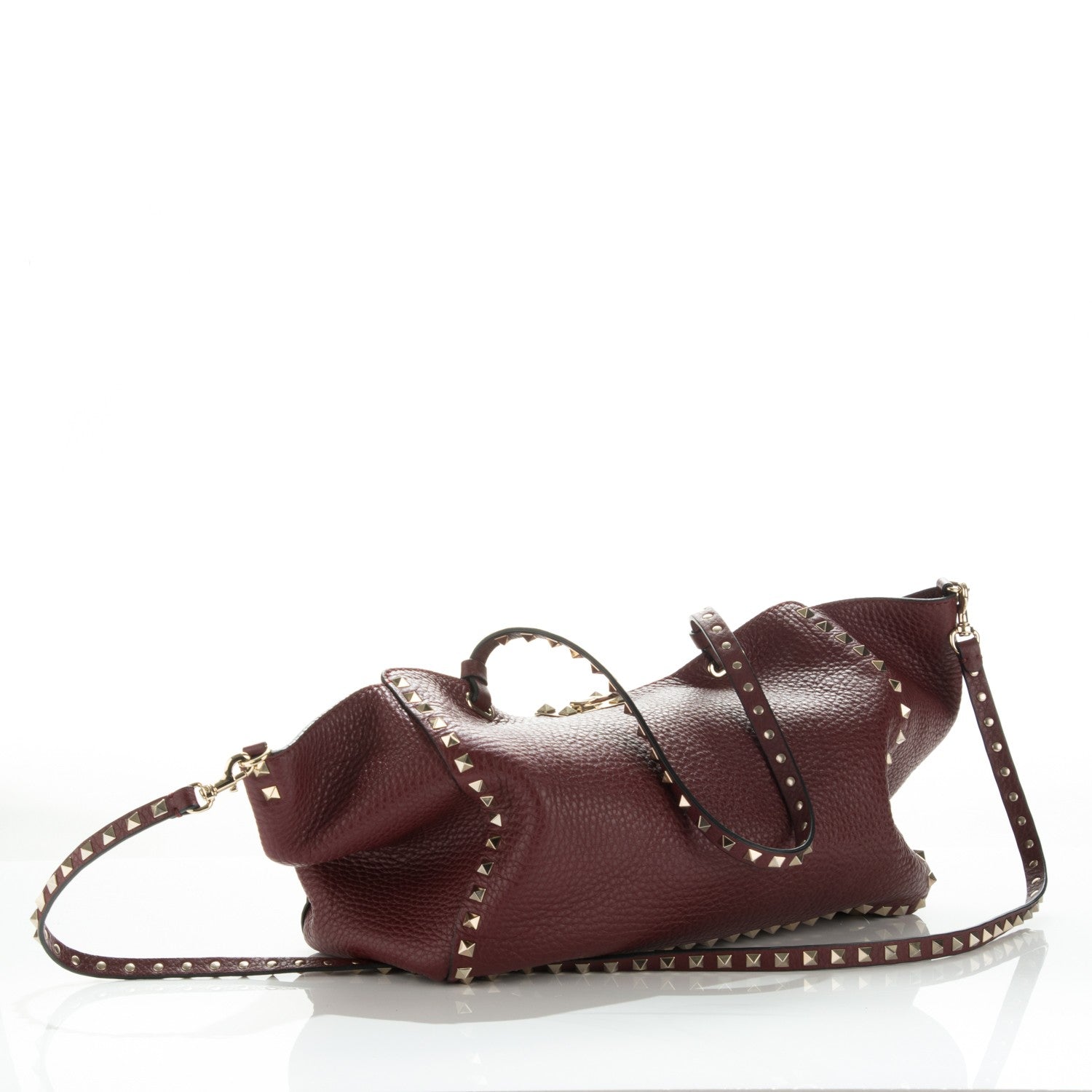 Valentino Garavani Pebbled Calfskin Medium Rockstud Tote Cremisi 8 of 8