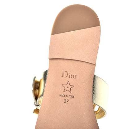 Christian Dior Laminated Calfskin D-Dior Slide Flat Sandals 37 Pale Gold 5 of 7