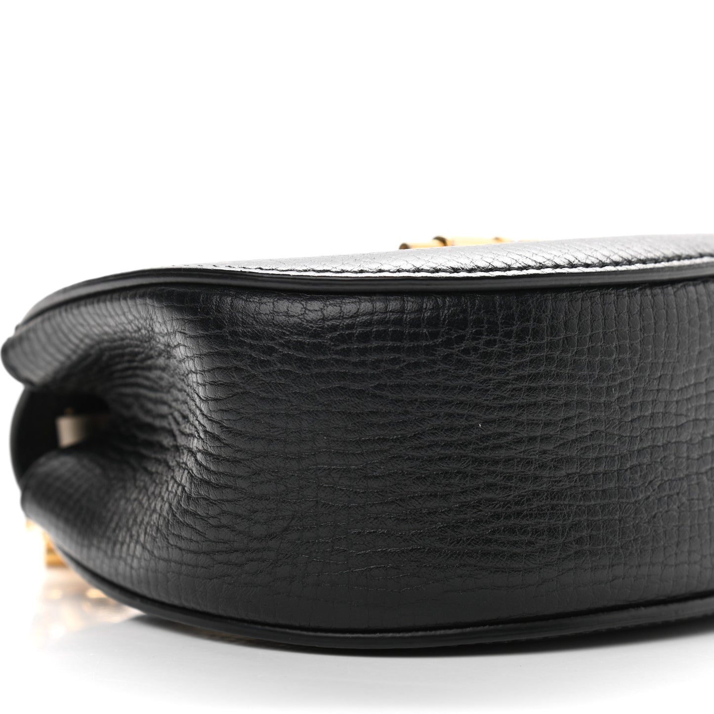 Textured Calfskin Lambskin Nano Drew Shoulder Bag Black