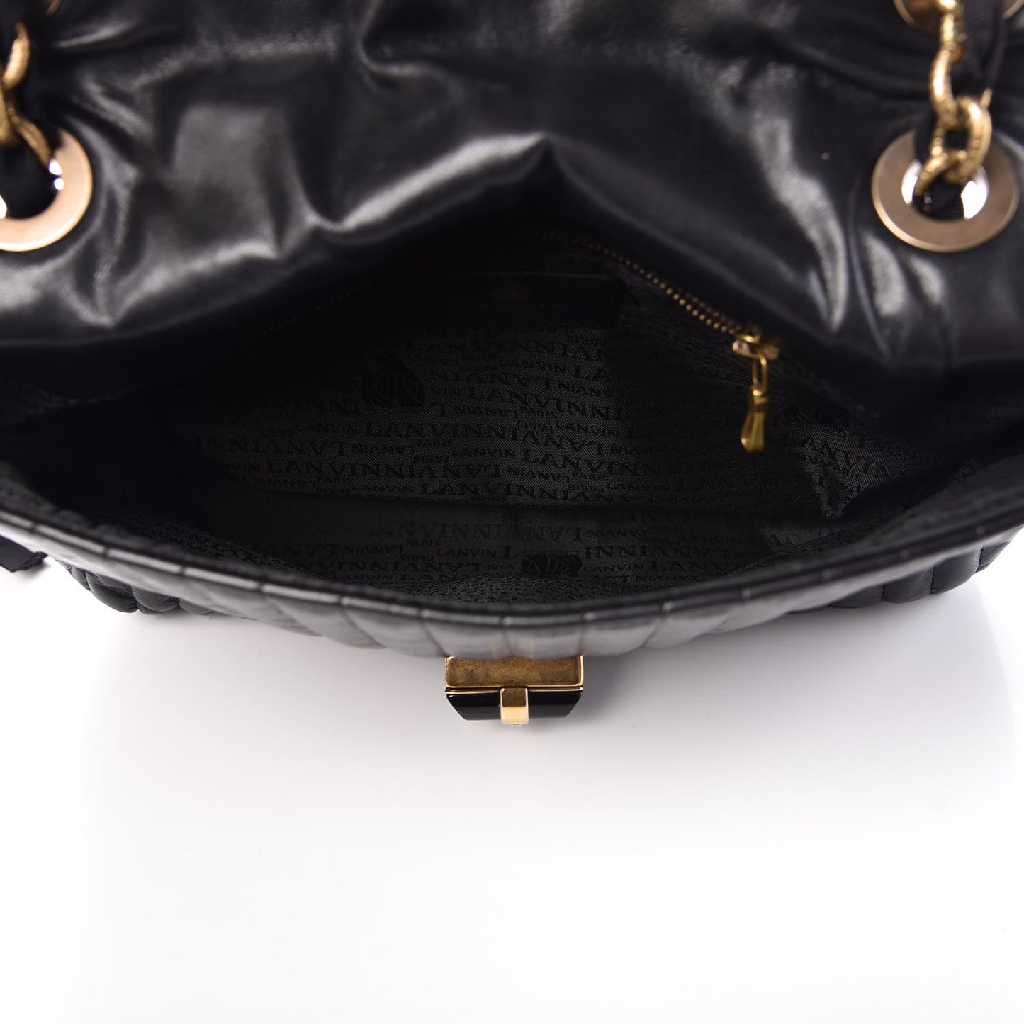 Lambskin Quilted Medium Happy Shoulder Bag Black