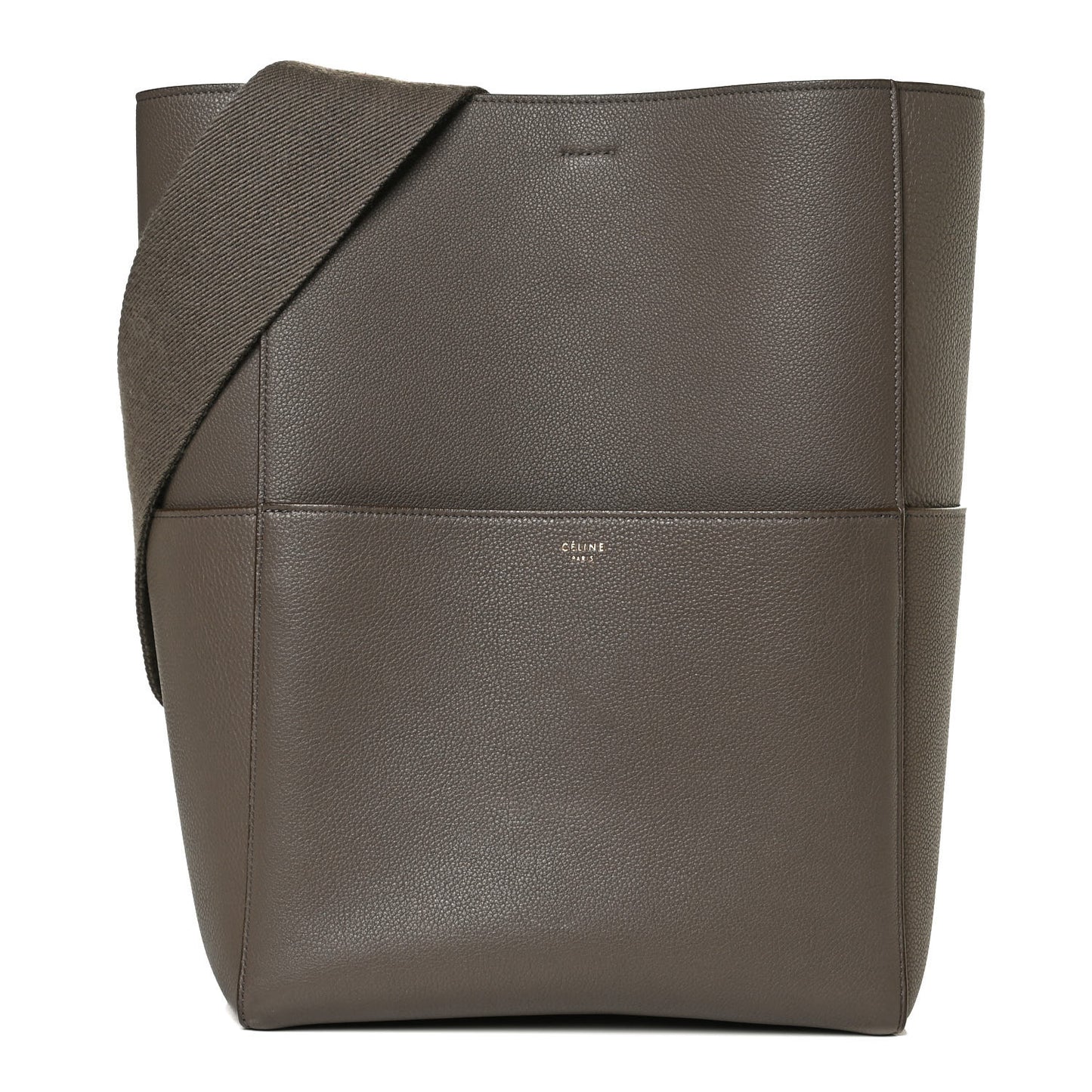 Soft Grained Calfskin Sangle Bucket Bag Taupe
