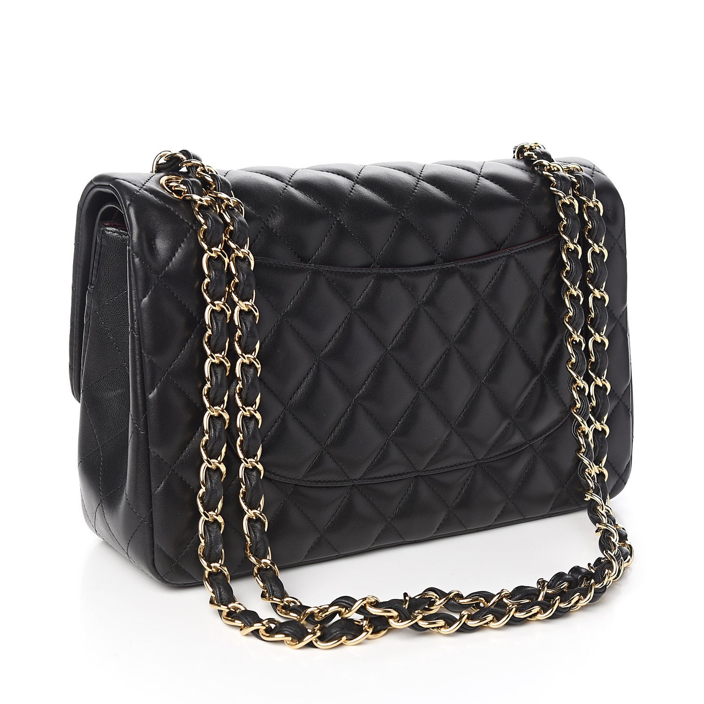 Lambskin Quilted Jumbo Double Flap Black