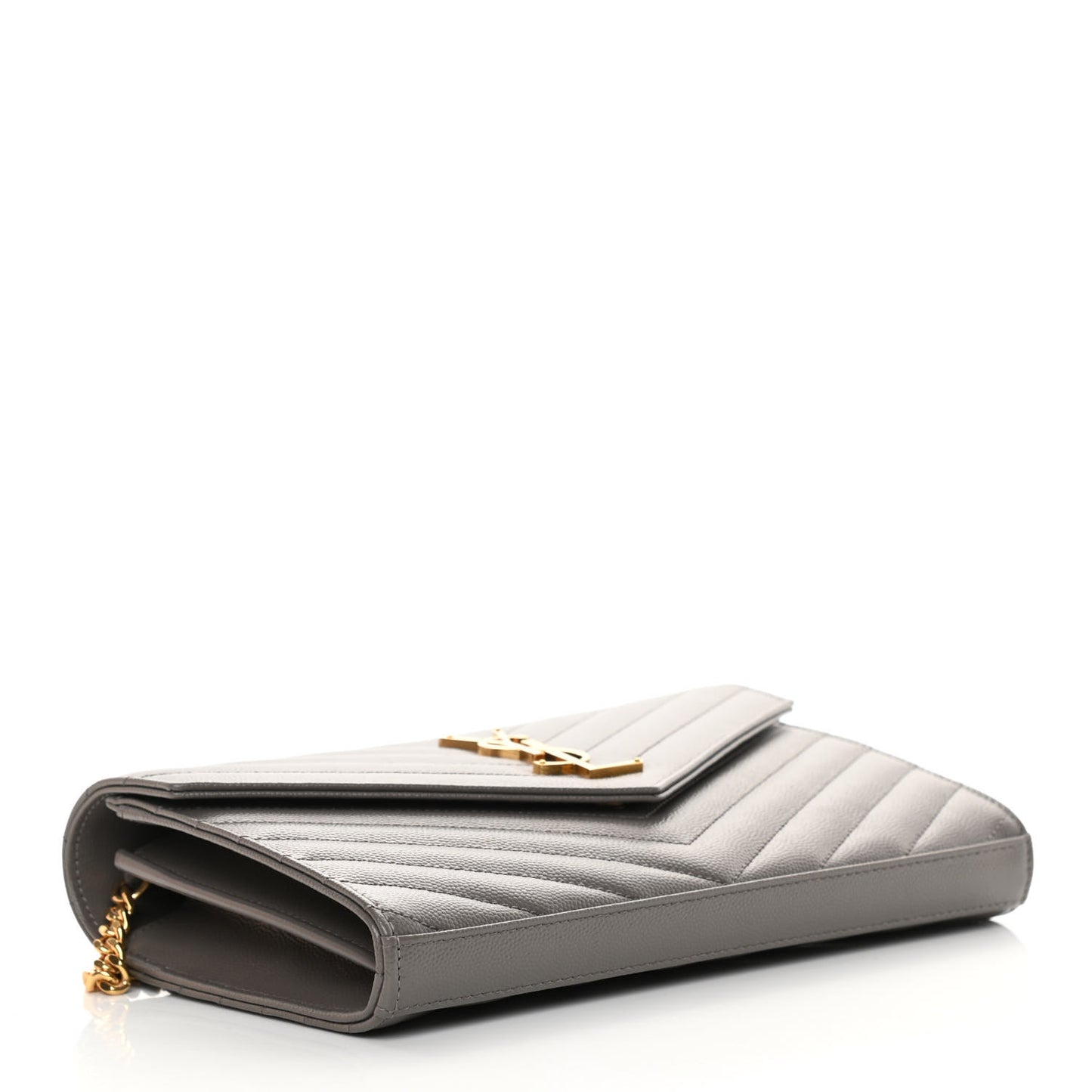Grain De Poudre Matelasse Chevron Monogram Chain Wallet Fog