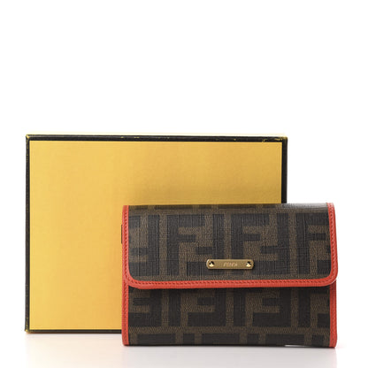 Fendi Zucca Spalmati Vitello Elite Tri-Fold Wallet Tobacco Papavero 9 of 9
