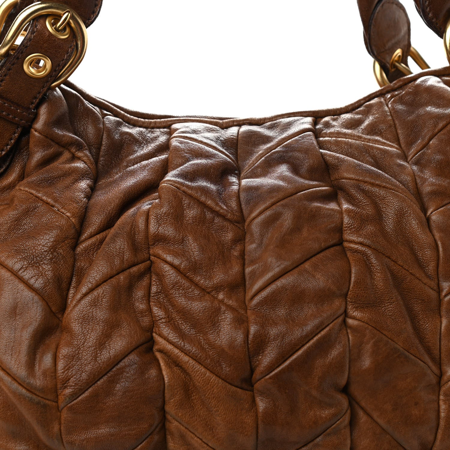 Miu Miu Nappa Large Patchwork Tote Brown 8 of 23