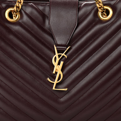 Saint Laurent Grain de Poudre Matelasse Chevron Large Monogram Shopping Bag Amarena 10 of 12