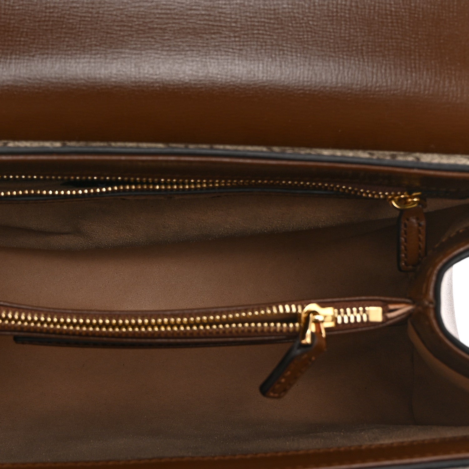 Gucci GG Supreme Monogram Calfskin Medium Horsebit 1955 Top Handle Bag Beige Ebony Brown Sugar 5 of 11