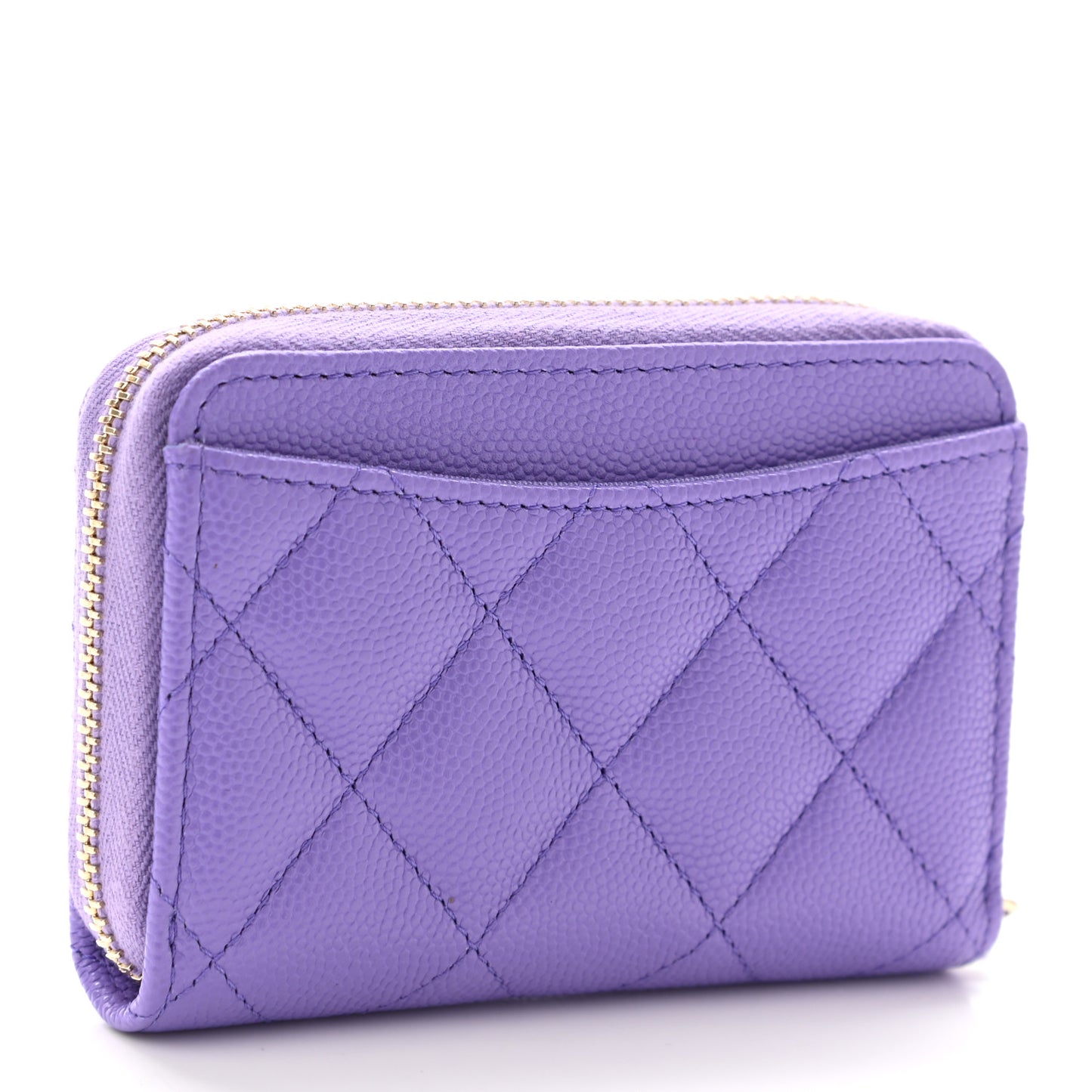 Caviar Quilted Zip Around Coin Purse Wallet Purple