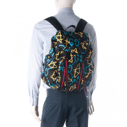 Gucci Techno Canvas GucciGhost Double Buckle Backpack Black New Acquamarine 2 of 6