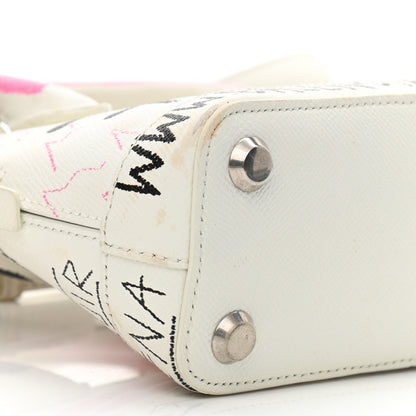 Balenciaga Grained Calfskin Graffiti Print XXS Ville Top Handle Bag White 9 of 12
