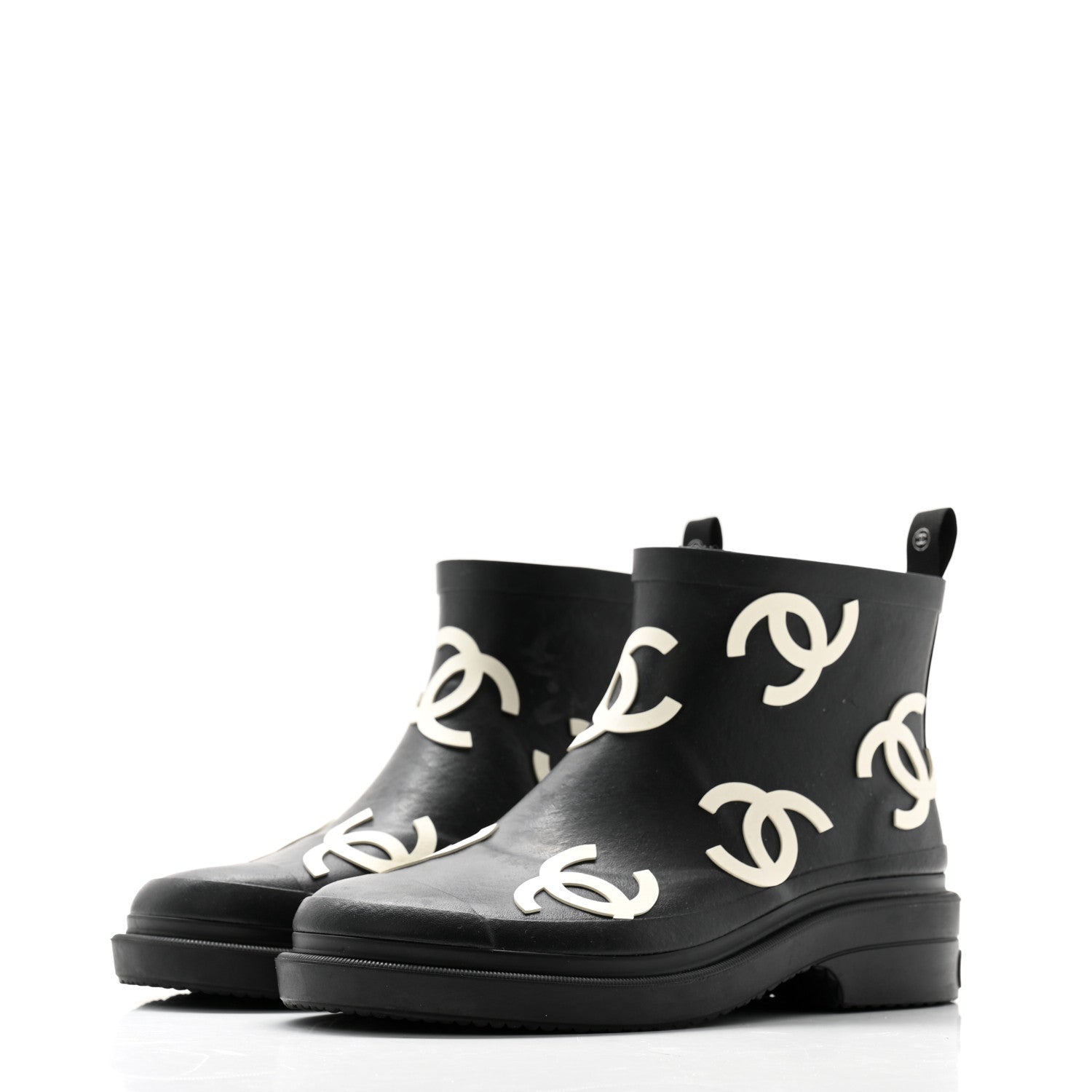 Chanel Rubber CC Print Boots 37 Black 3 of 10