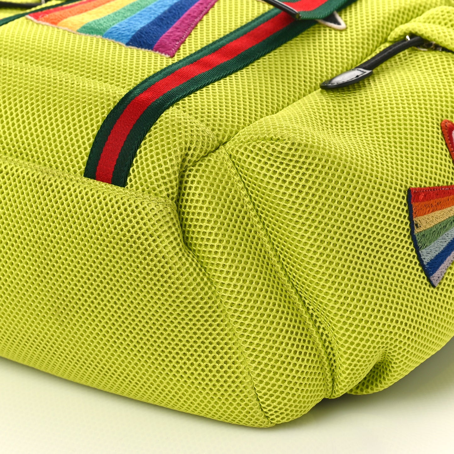 Mesh Web Hollywood Embroidered Double Buckle Backpack Anis Multicolor Black
