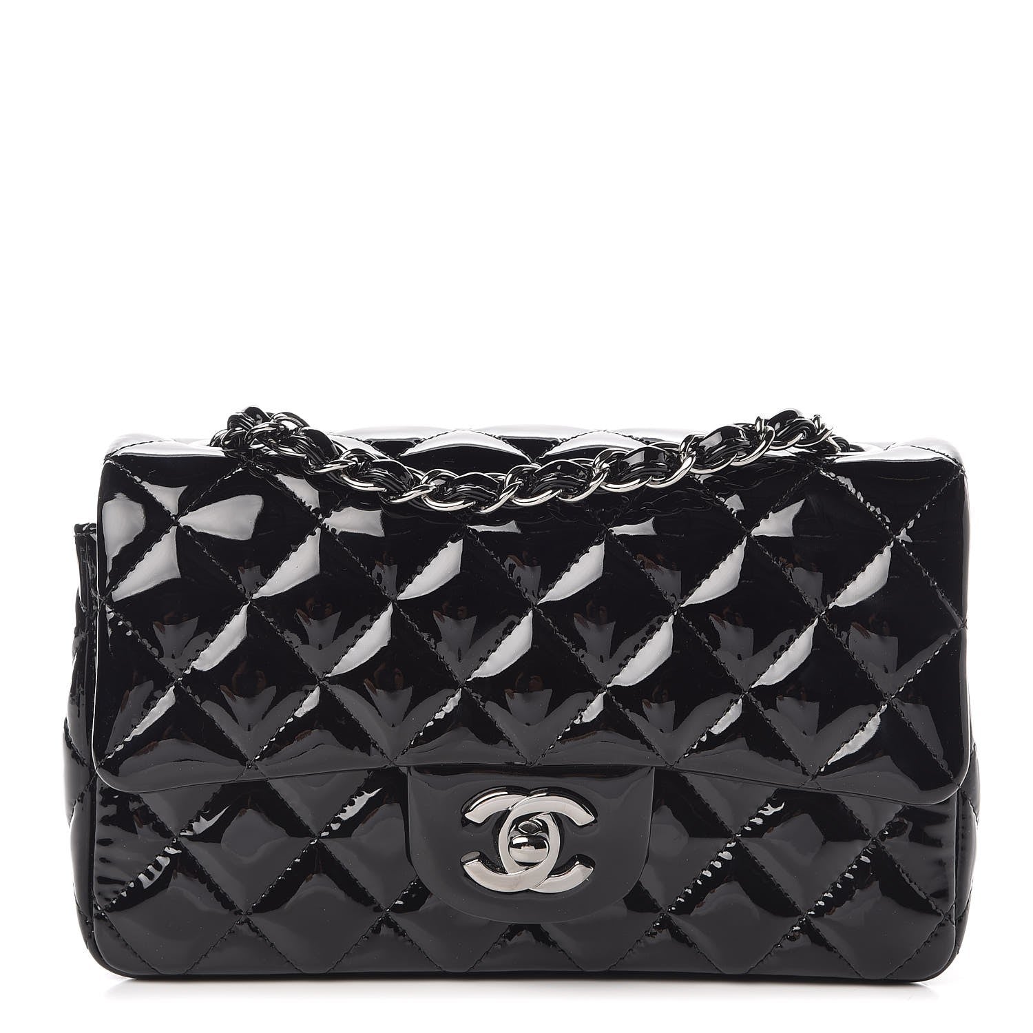 Chanel Patent Calfskin Quilted Mini Rectangular Flap Black 1 of 8