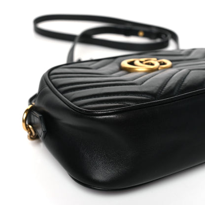 Gucci Calfskin Matelasse Small GG Marmont Chain Shoulder Bag Black 8 of 9