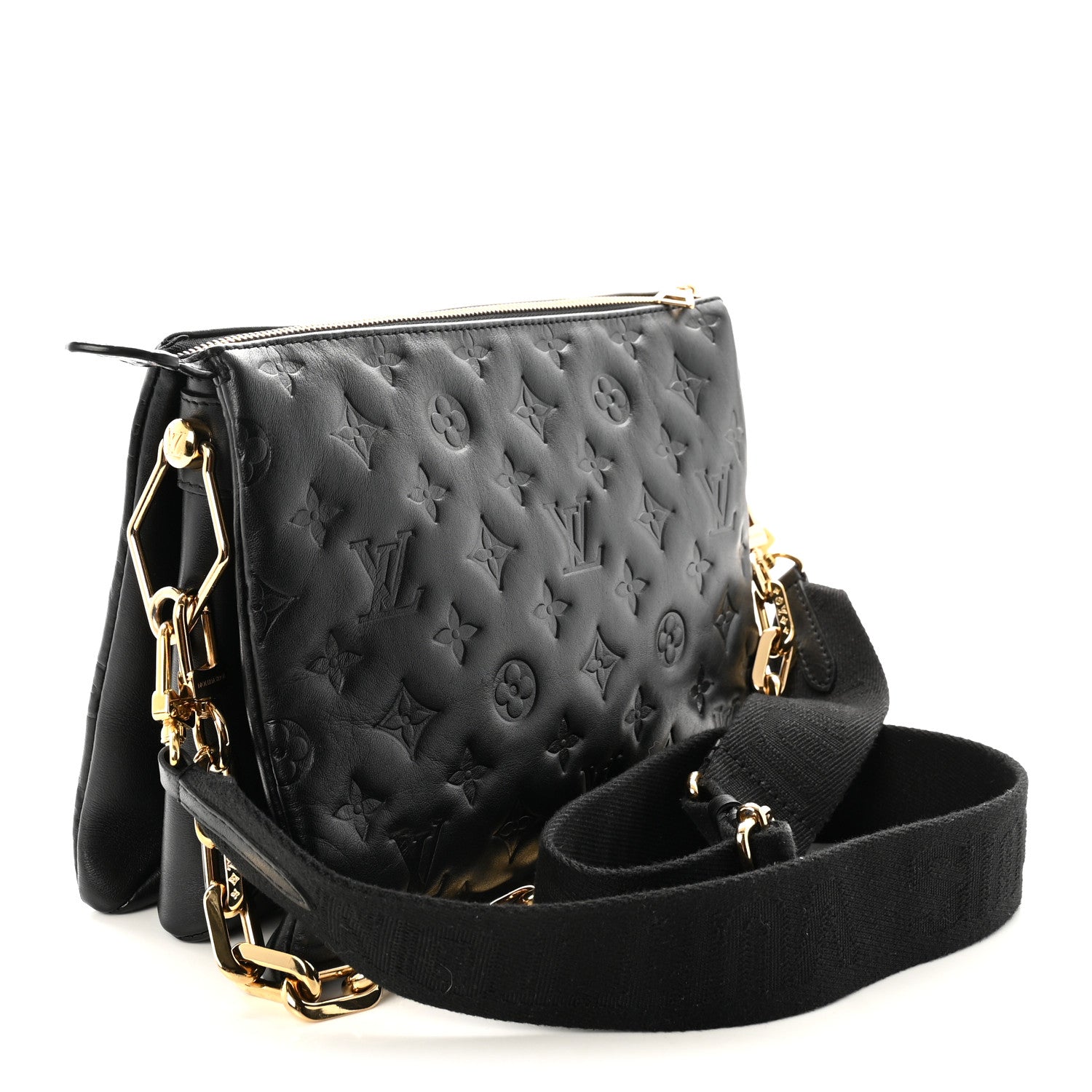 Louis Vuitton Lambskin Embossed Monogram Coussin PM Black 3 of 9