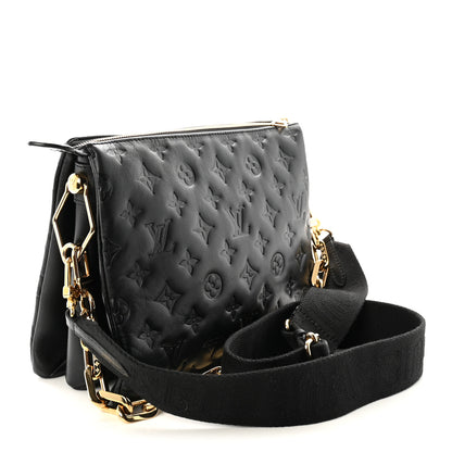 Louis Vuitton Lambskin Embossed Monogram Coussin PM Black 3 of 9