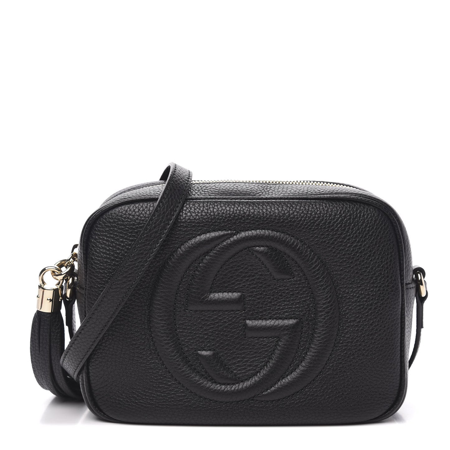 Pebbled Calfskin Small Soho Disco Bag Black