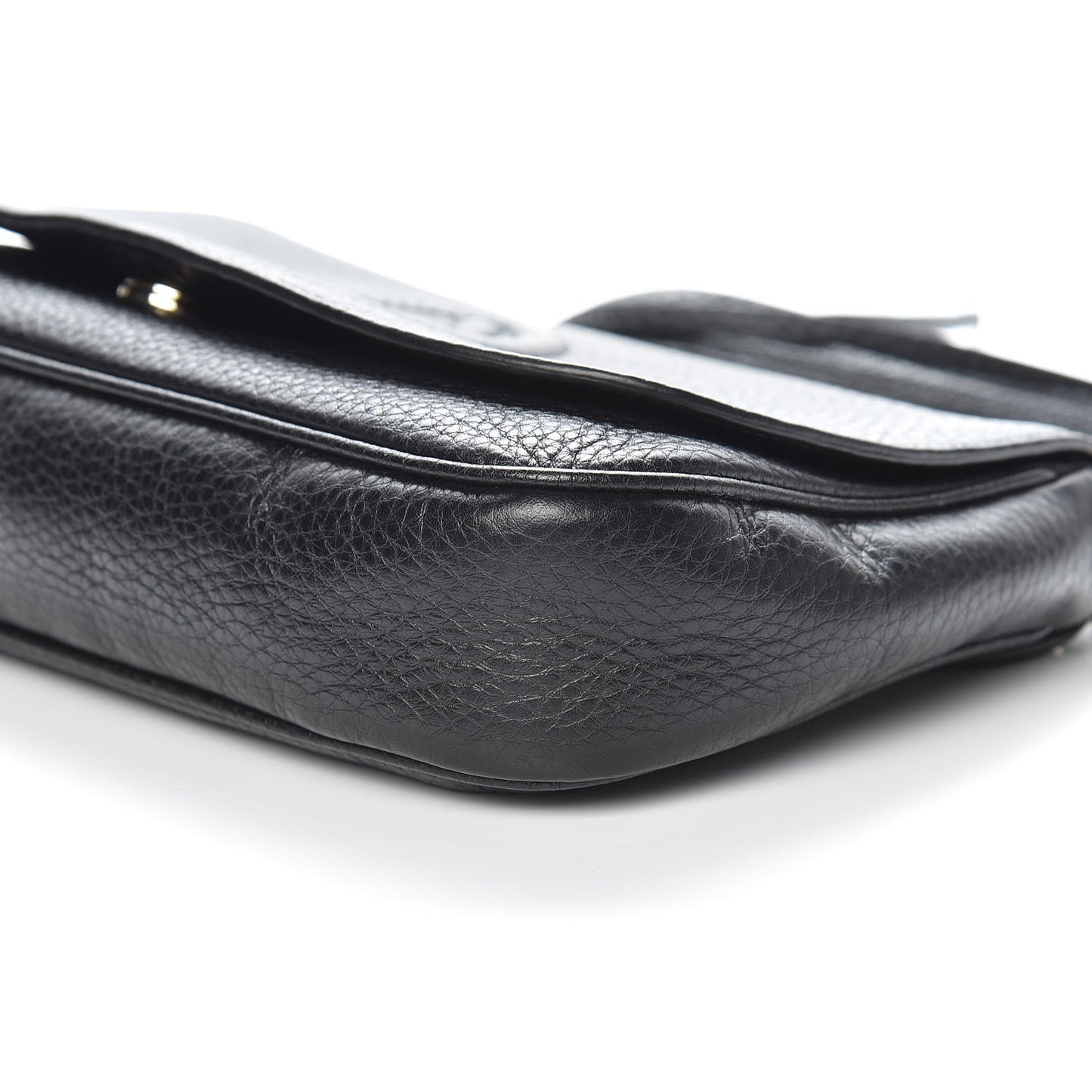 Pebbled Calfskin Medium Soho Flap Crossbody Black