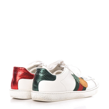 Gucci Calfskin Ayers Web Pineapple Ladybug Embroidered Womens Ace Sneakers 37 White 4 of 16