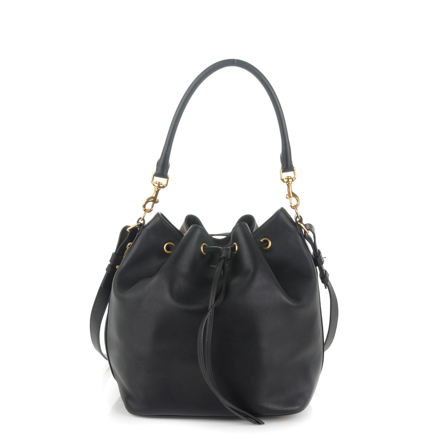 Calfskin Large Emmanuelle Bucket Bag Black