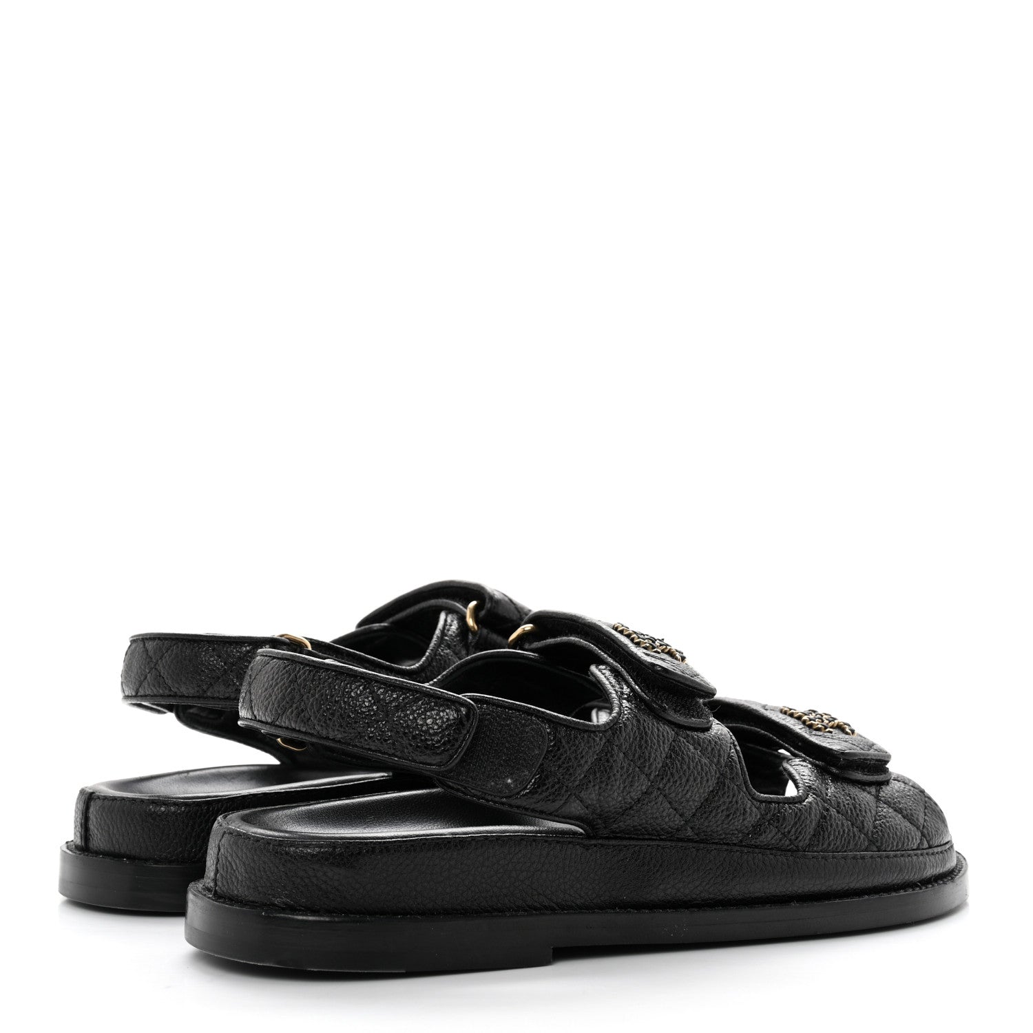 Chanel Grained Calfskin Velcro Dad Sandals 36 Black 4 of 8