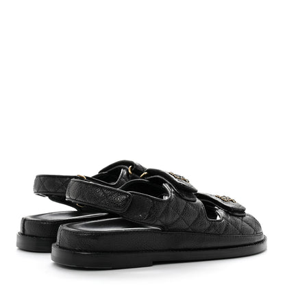 Chanel Grained Calfskin Velcro Dad Sandals 36 Black 4 of 8