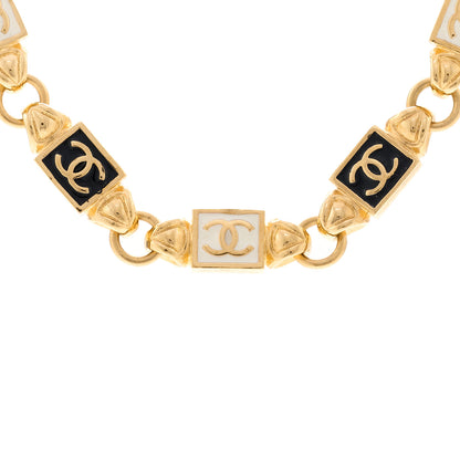 Chanel Metal Enamel CC Squares Choker Gold White Black 4 of 5