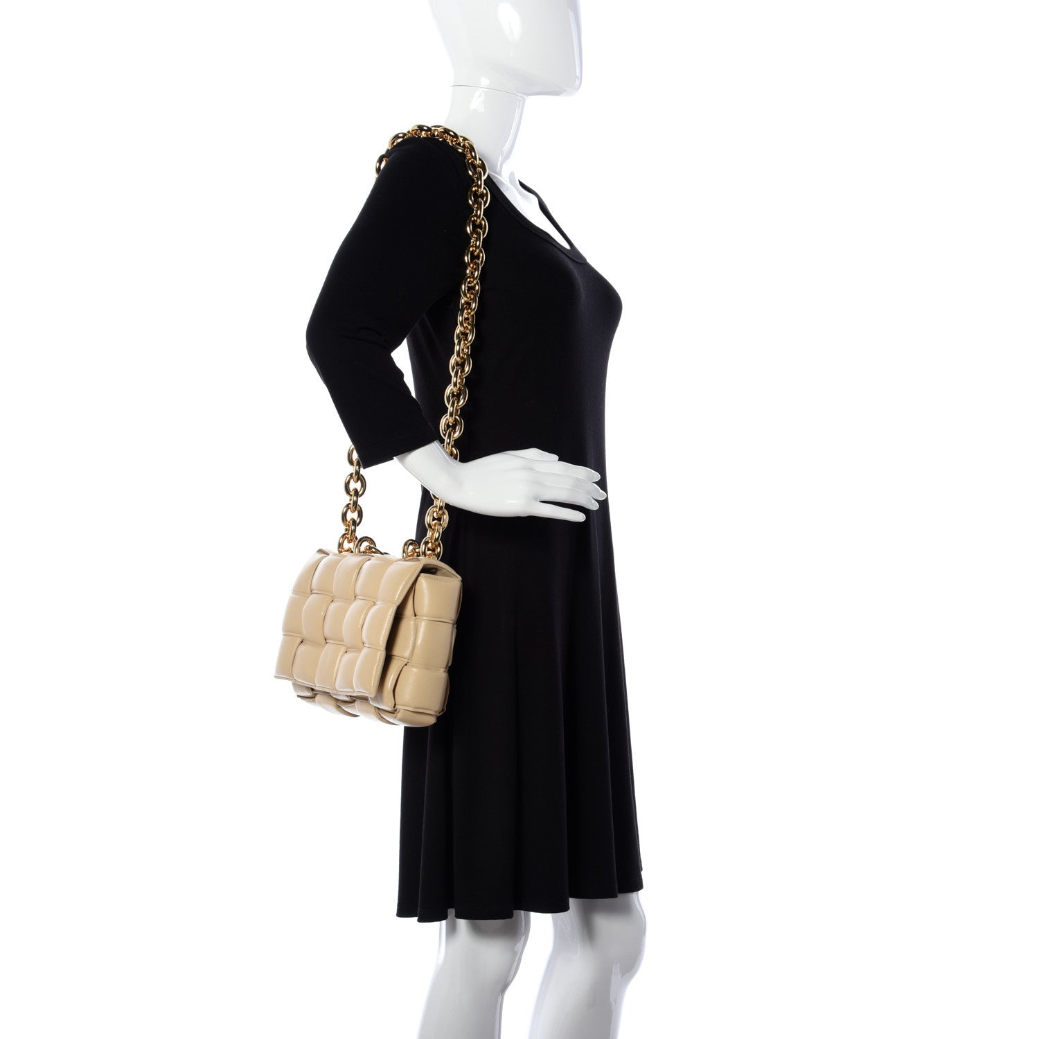 Bottega Veneta Lambskin Maxi Intreccio Padded Chain Cassette Crossbody Bag Porridge 2 of 12