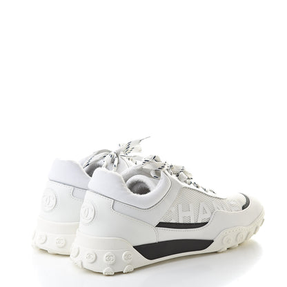 Chanel Calfskin Mesh Lycra Womens Logo Sneakers 38.5 White 4 of 8