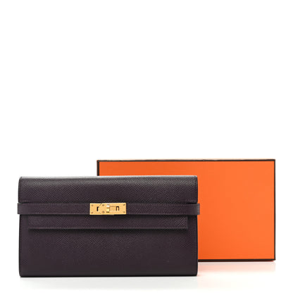 Hermes Epsom Verso Kelly Longue Wallet Raisin Anemone 8 of 8