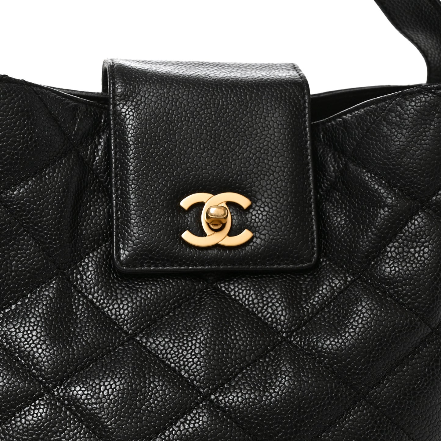 Caviar Diamond Flap Shoulder Bag Black