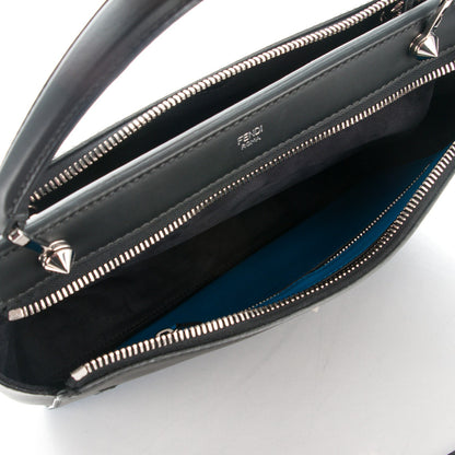 Fendi Vitello Baltico Dolce DotCom Satchel Black Blue Royal 5 of 8