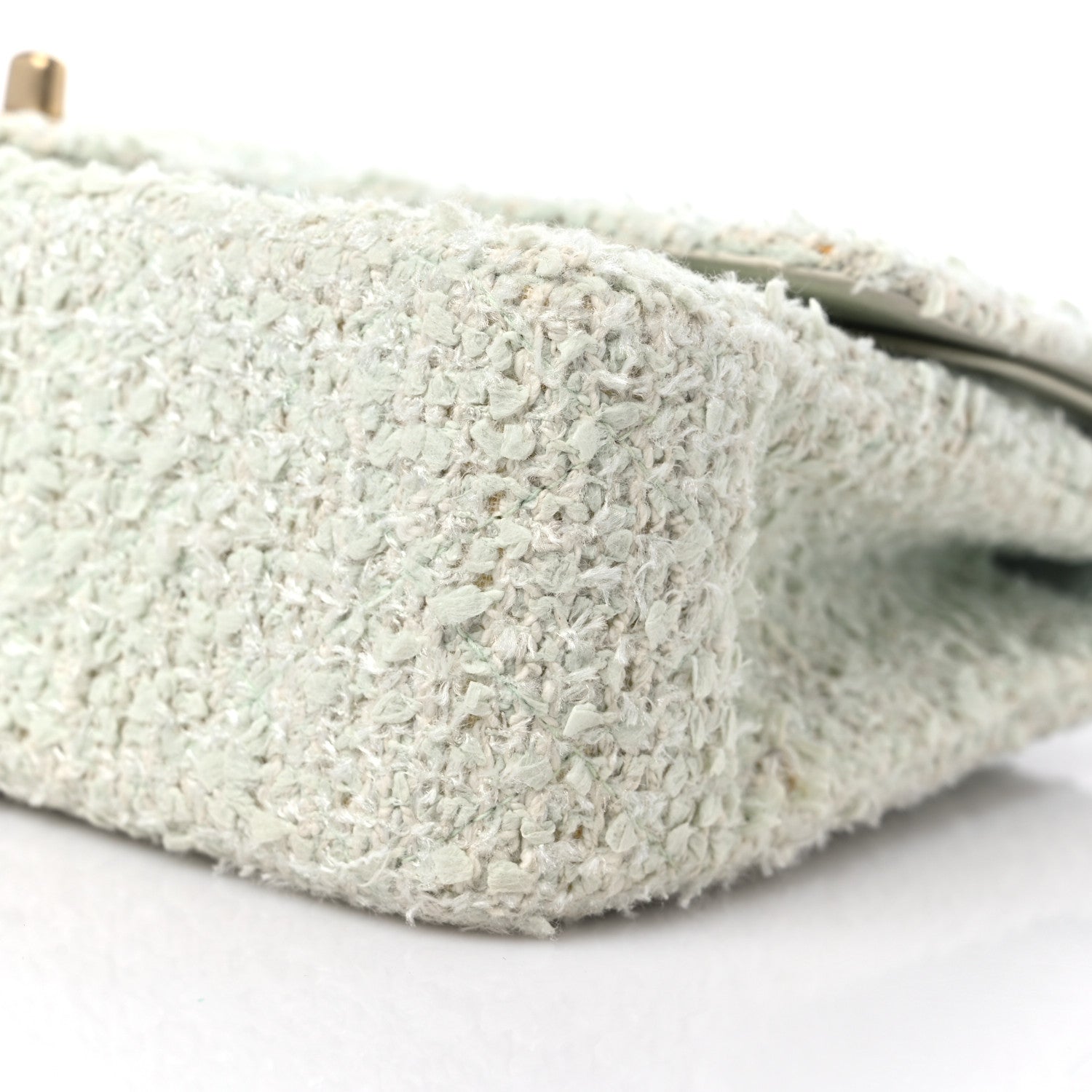 Chanel Tweed Quilted Medium Double Flap Light Turquoise 9 of 19