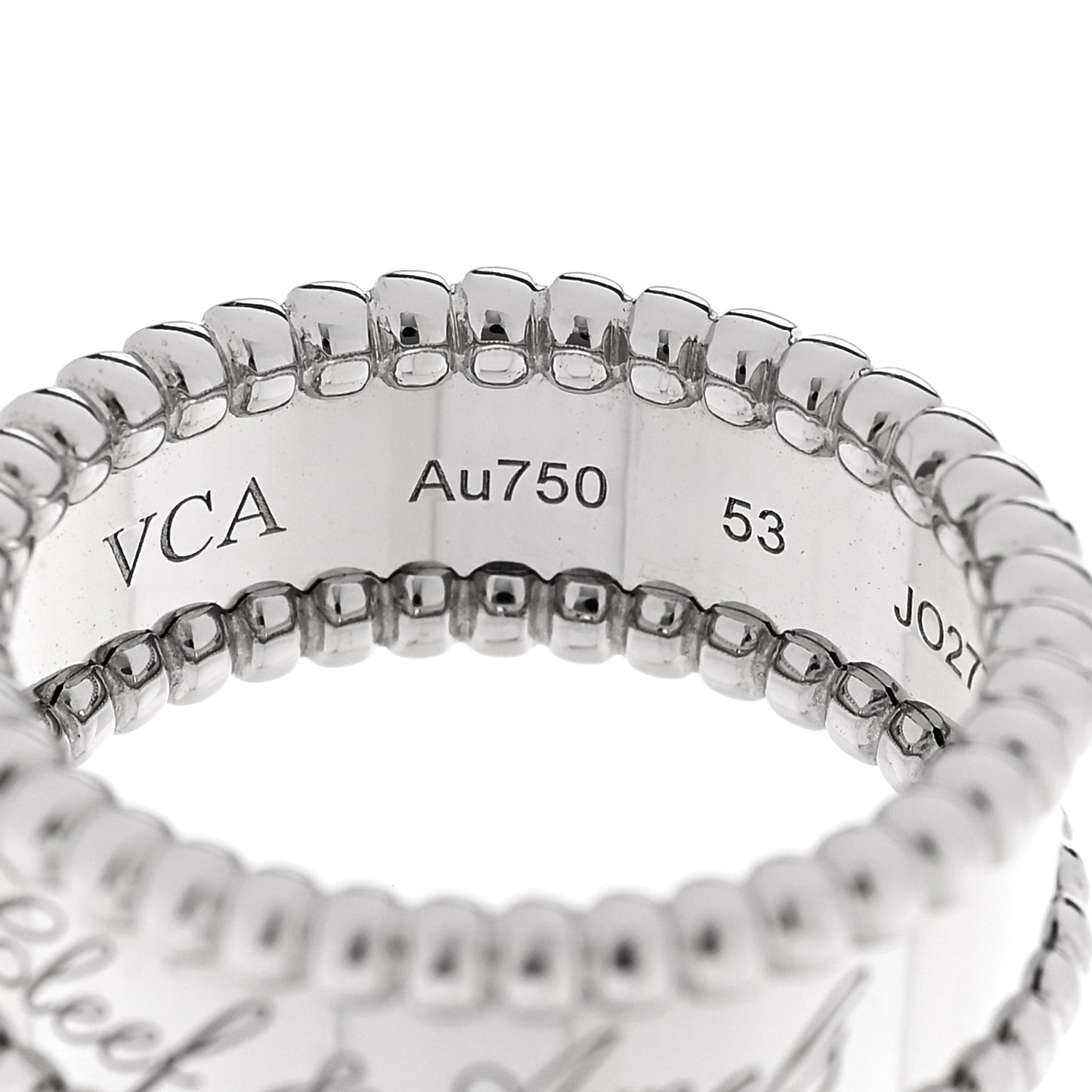 18K White Gold Perlee Signature Ring 53 6.25