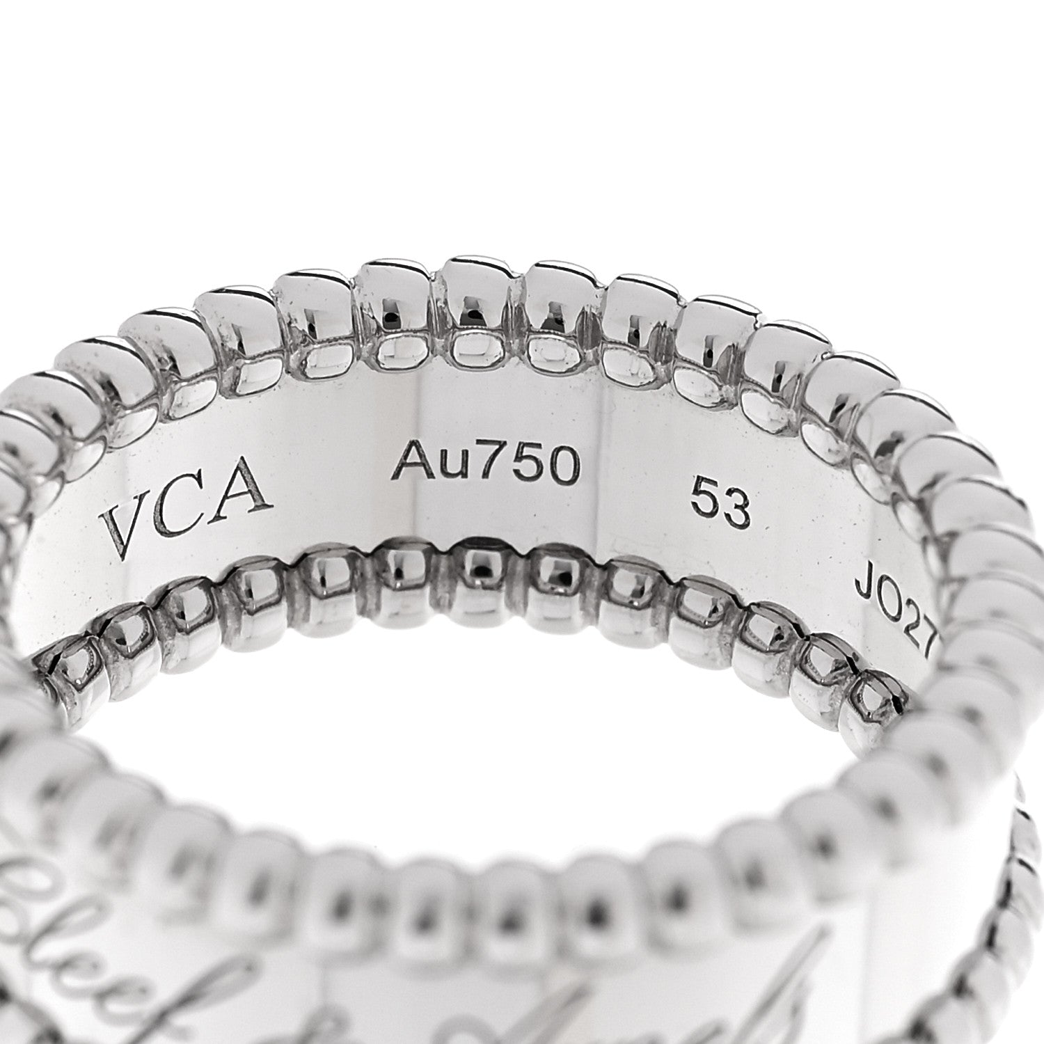 Van Cleef & Arpels 18K White Gold Perlee Signature Ring 53 6.25 4 of 5